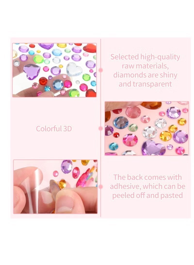 Gecomo 7 PCS Gem Stickers Rhinestones, Self Adhesive Jewels Stickers,Acrylic Gems Embellishment DIY Glitter Decorative Diamonds Small Stickers for Kids - Image 2