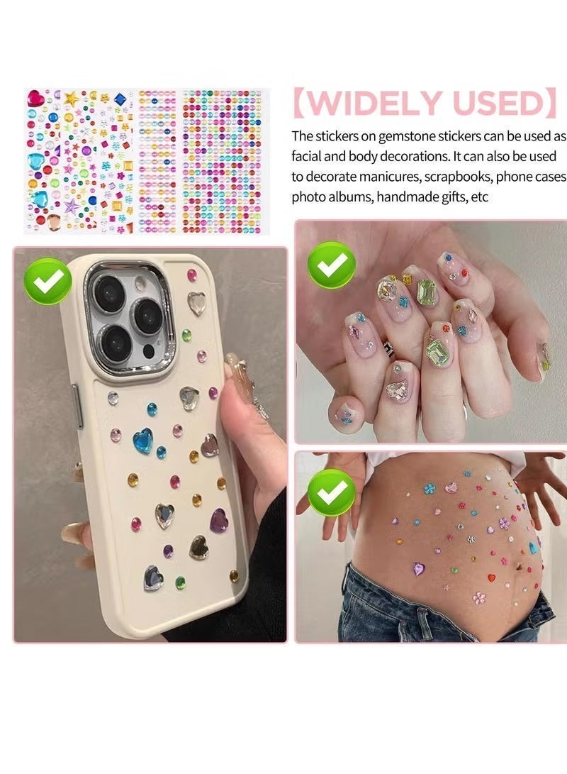 Gecomo 7 PCS Gem Stickers Rhinestones, Self Adhesive Jewels Stickers,Acrylic Gems Embellishment DIY Glitter Decorative Diamonds Small Stickers for Kids - Image 3