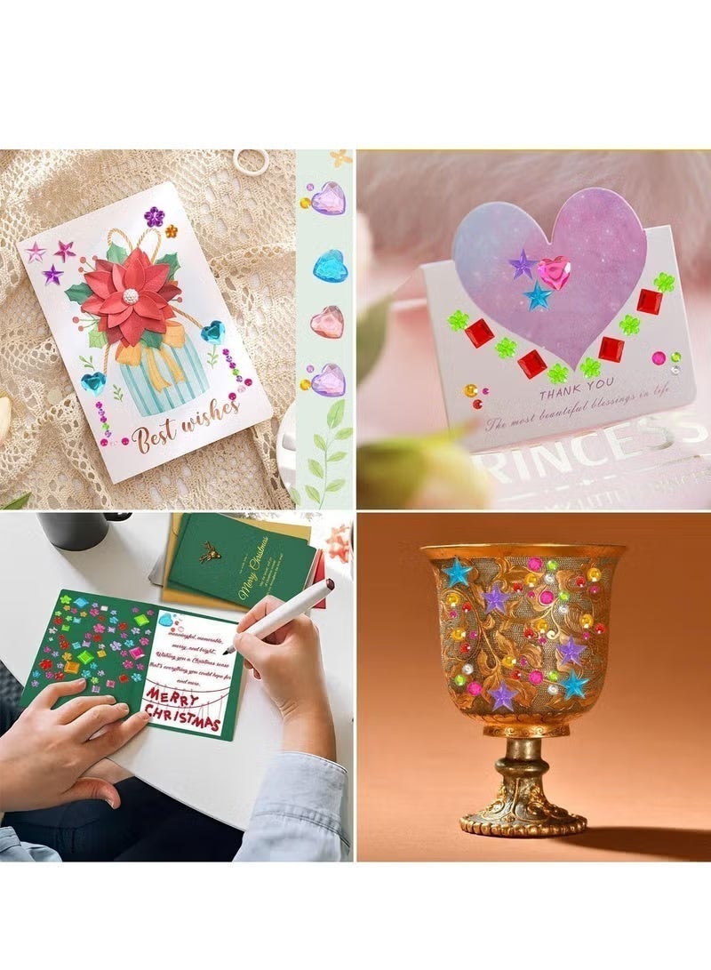 Gecomo 7 PCS Gem Stickers Rhinestones, Self Adhesive Jewels Stickers,Acrylic Gems Embellishment DIY Glitter Decorative Diamonds Small Stickers for Kids - Image 4