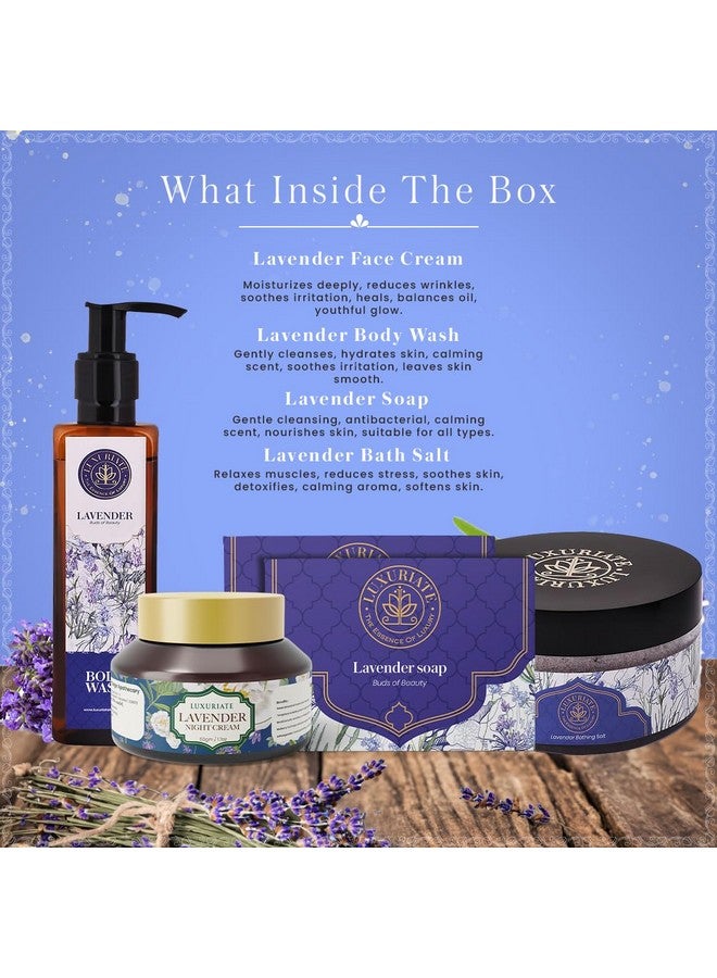 LUXURIATE Lavender Skin & Bath Gift Set Box - 5PC - Soaps, Cream, Body Wash, Bath Salt - Gift for Women - Image 2
