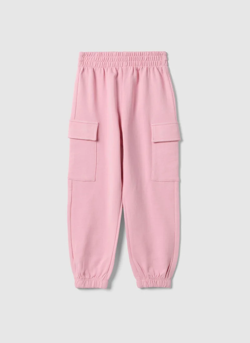 Ovs OVS Girls' Regular Fit Pure Cotton Pink Cargo Trousers