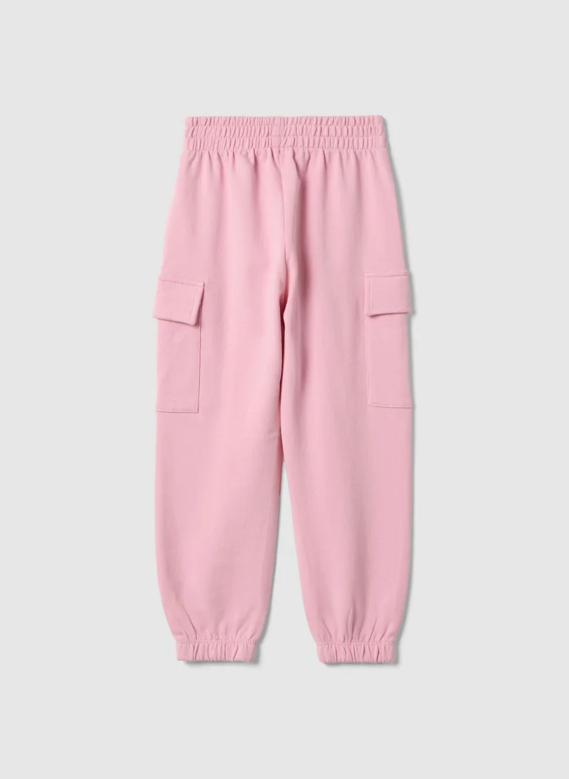 Ovs OVS Girls' Regular Fit Pure Cotton Pink Cargo Trousers