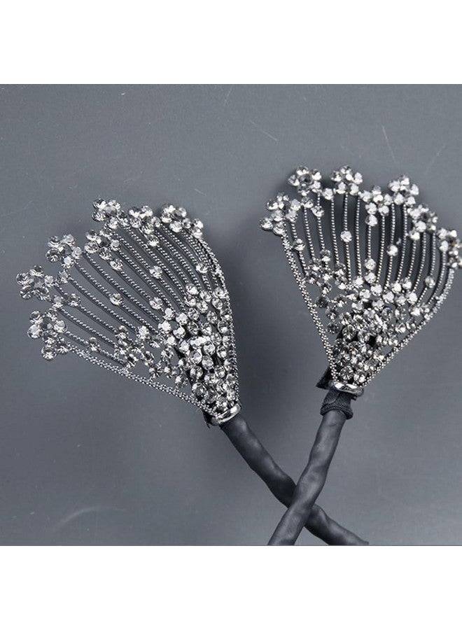 SARJAK Floral Hair Bun Maker with Rhinestone Clips for Elegant Hairstyles, Black - Image 3