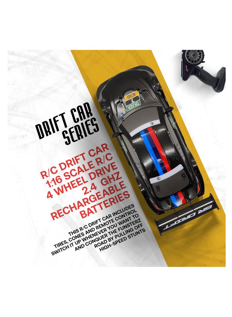 فونسترز سيارة فانسترز دريفت سيريز للتحكم عن بُعد | سيارة دفع رباعي بمقياس 1:16 مزودة بإضاءة LED وملحقاتها | سيارة سباق دريفت عالية السرعة بتردد 2.4 جيجاهرتز للأطفال من سن 6 سنوات فما فوق | سيارة كهربائية حمراء للتحكم عن بُعد مزودة ببطارية قابلة لإعادة الشحن - Image 4