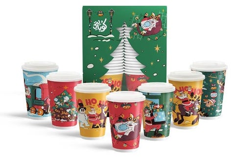 Joy Winter Double Cups 12 oz  - Pack of 15 + Free stickers