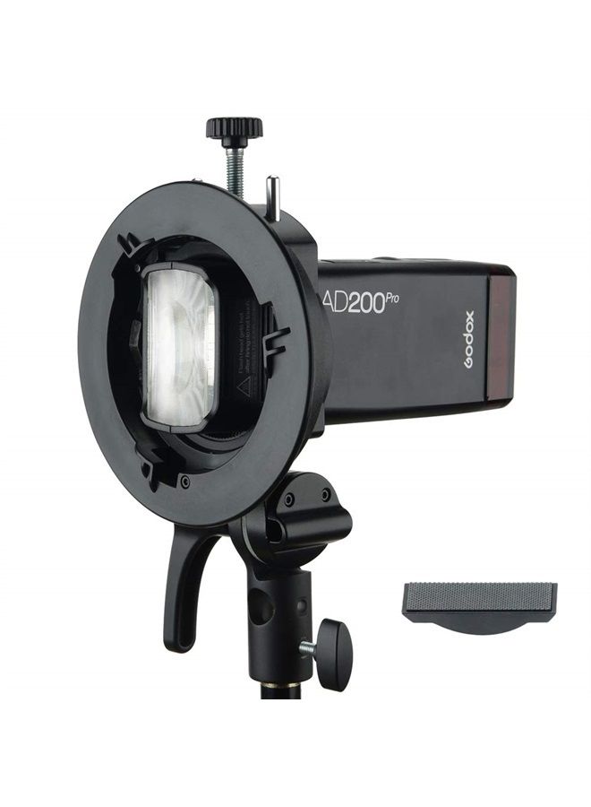 Godox Godox S2 Speedlite Bracket for Godox AD200Pro, AD200, AD400Pro, for V1 Round Head Speedlite, V860II / TT685 / TT350 Series, S-Type Bracket Updated Version Bowens Mount Holder - Image 2