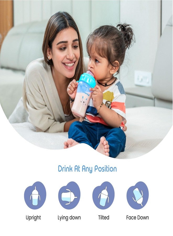 Cherilo Little Bunny Sipper Bottle for Kids, Anti-Spill 6-12 Months, Silicone Spout & Straw Water Bottle with Handle, Non-Toxic, BPA Free, Blue, 210ml, 6m+ - Image 4