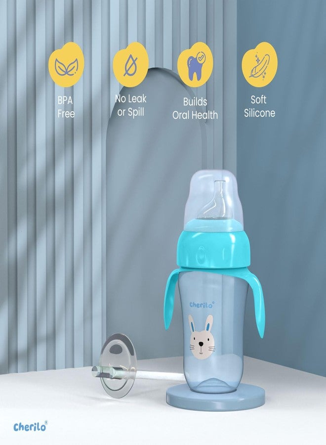 Cherilo Little Bunny Sipper Bottle for Kids, Anti-Spill 6-12 Months, Silicone Spout & Straw Water Bottle with Handle, Non-Toxic, BPA Free, Blue, 210ml, 6m+ - Image 3