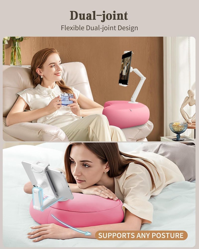 SAIJI Tablet Cushion Stand, Kindle Stand Compatible with 4.7"-15.6" Kindle, Phone, iPad, 360° Adjustable iPad Holder for Bed with Flexible Dual Axis Arm and - Image 4
