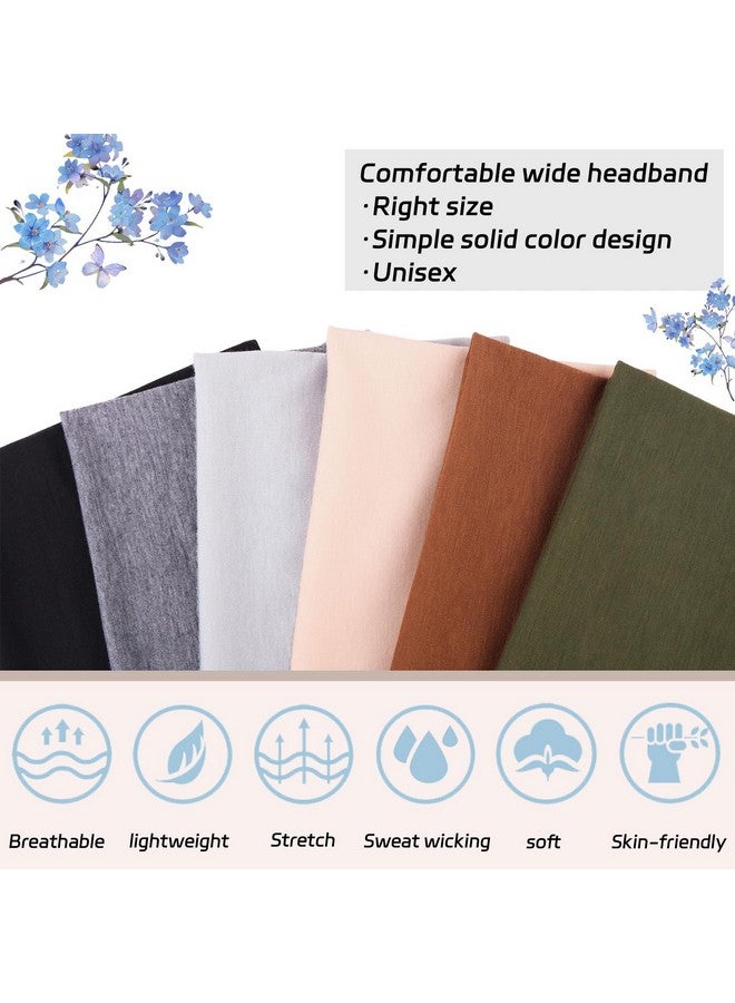 Xtrend 6 Packs Wide Headbands For Women Stretch Fashion Headband Hair Band Turban Sports Workout Hairband Girls Accessories (Black, Coffee, Beige, Dark Gray, Light Gray, Army Green) - Image 2