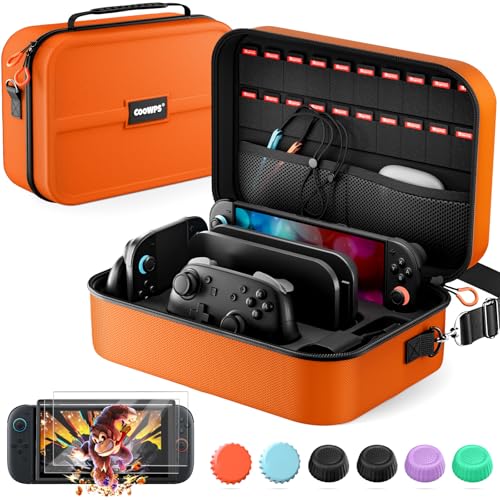 COOWPS for Nintendo Switch 2 Carrying Case Bundle, with 2-Pack Screen Protector, 6Pcs Thumb Grips, 20 Game Card Slots, Portable Travel Full Protection All In One Storage Case for Switch 2 Accessories - Image 1