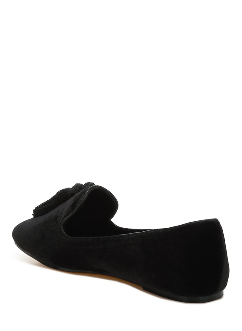London Rag Iconic Tassel Detail Velvet Loafers in Black  - Image 3