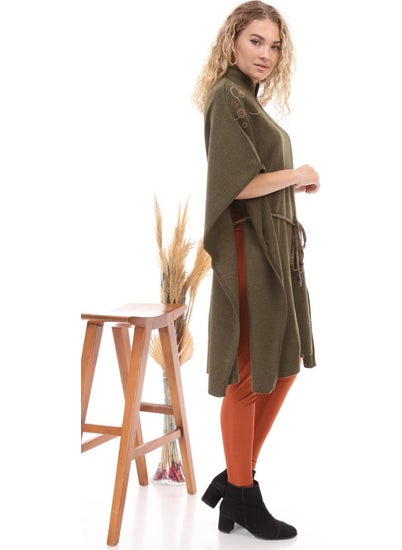 Garmi Women's Waist Belted Poncho Khaki  - Image 4