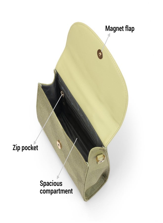 Mochi Women LightGreen Casual PU Soft Body Magnet closure Solid Sling Bag (66-774) - Image 5