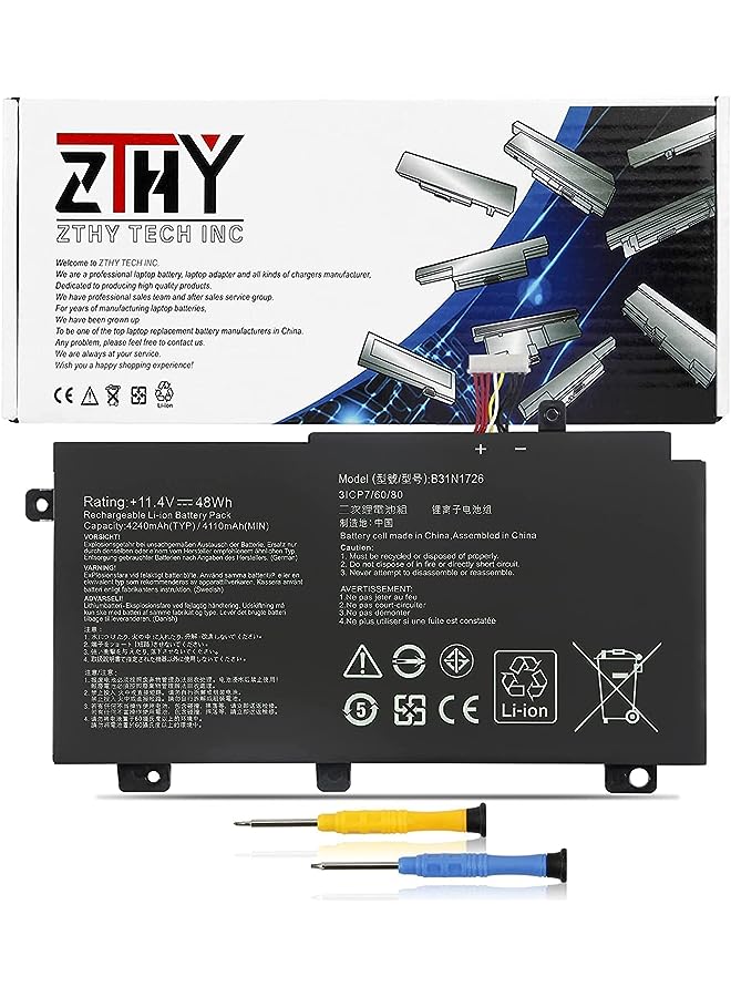 ZTHY Battery For Asus Tuf Gaming Fx504 Fx504G Fx504Gd Fx504Ge Fx504Gm Fx505 Fx505Dt Fx505Dv Fx505Du Fx505Dy Fx505Gt Fx505Ge Fx505Gd Fx505Gm Fx80 Fx80G Fx80Gd Fx80Ge Fx80Gm Fx86 Fx86Fe Fx86Fm - Image 1