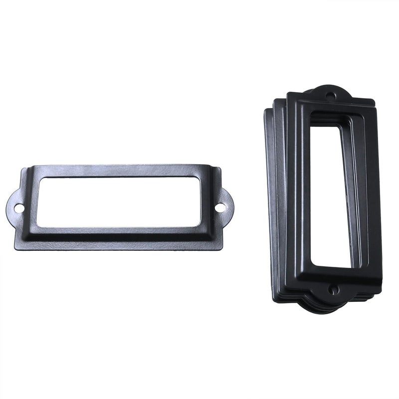 JianLing 20PCS Black Label Holder Black Office Library File Drawer Cabinet Card Tag Holder Metal Office File Cabinet Shelves Drawer Name Card Label Holder Frames - Image 4