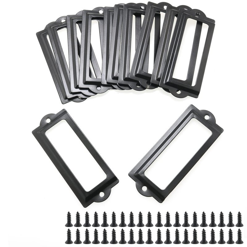 JianLing 20PCS Black Label Holder Black Office Library File Drawer Cabinet Card Tag Holder Metal Office File Cabinet Shelves Drawer Name Card Label Holder Frames - Image 1