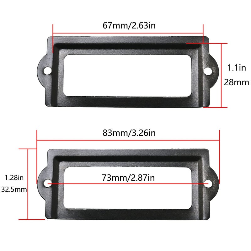 JianLing 20PCS Black Label Holder Black Office Library File Drawer Cabinet Card Tag Holder Metal Office File Cabinet Shelves Drawer Name Card Label Holder Frames - Image 2