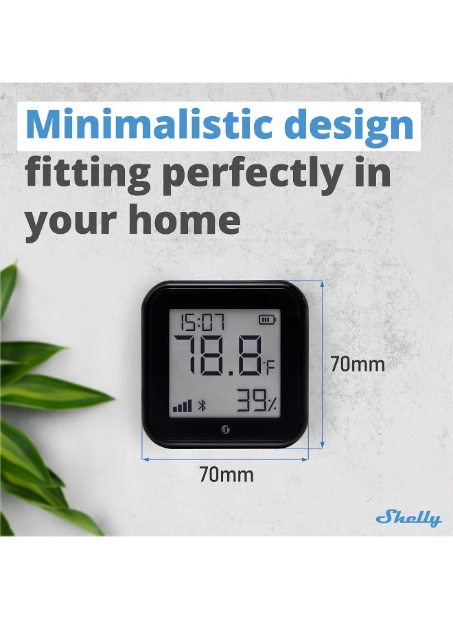Shelly H&T Gen3 WiFi & Bluetooth Temperature and Humidity Sensor, Real-Time Monitoring, Battery Powered, No Hub Required (Black) - Image 3