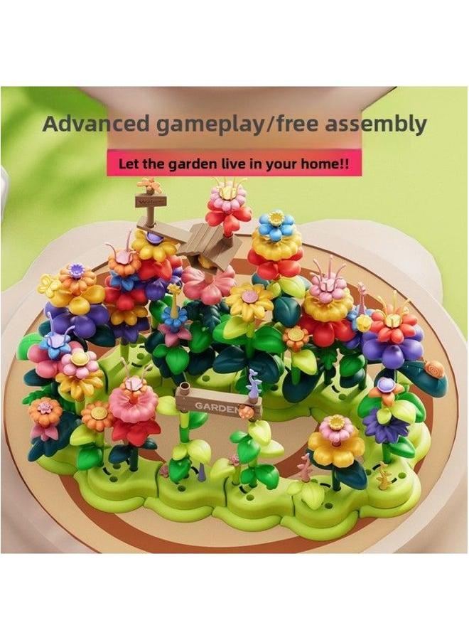 Source Children's Creative Assembled Building Blocks Flower Toys Educational Variables Garden Toys-Color:857-5 Block Insertion Storage Extra Large Barrel 135pcs 1.55kg Volume 2.95 - Image 4