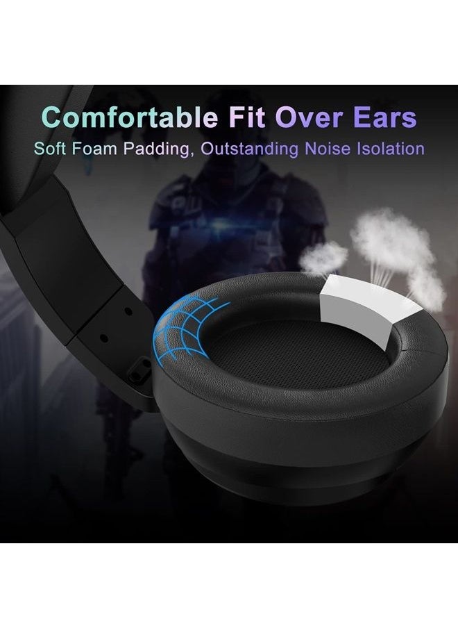 Jeecoo - V20U USB Pro Gaming Headset for PC - 7.1 Surround Sound Headphones with Noise Cancelling Microphone- Memory Foam Ear Pads RGB Lights for Laptops - Image 1
