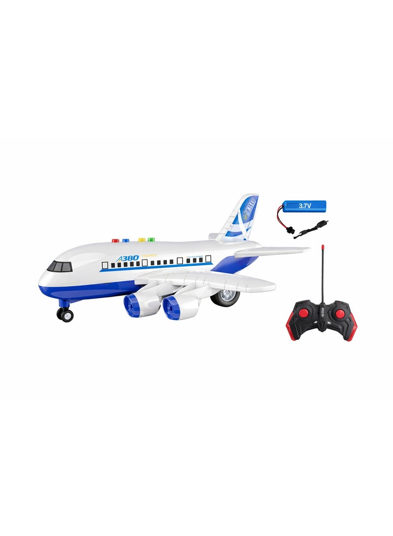 Remote Control Passenger Airplane Toy with Lights, Music  DIY Assembly – Rechargeable RC Aircraft for Kids-Blue - Image 1