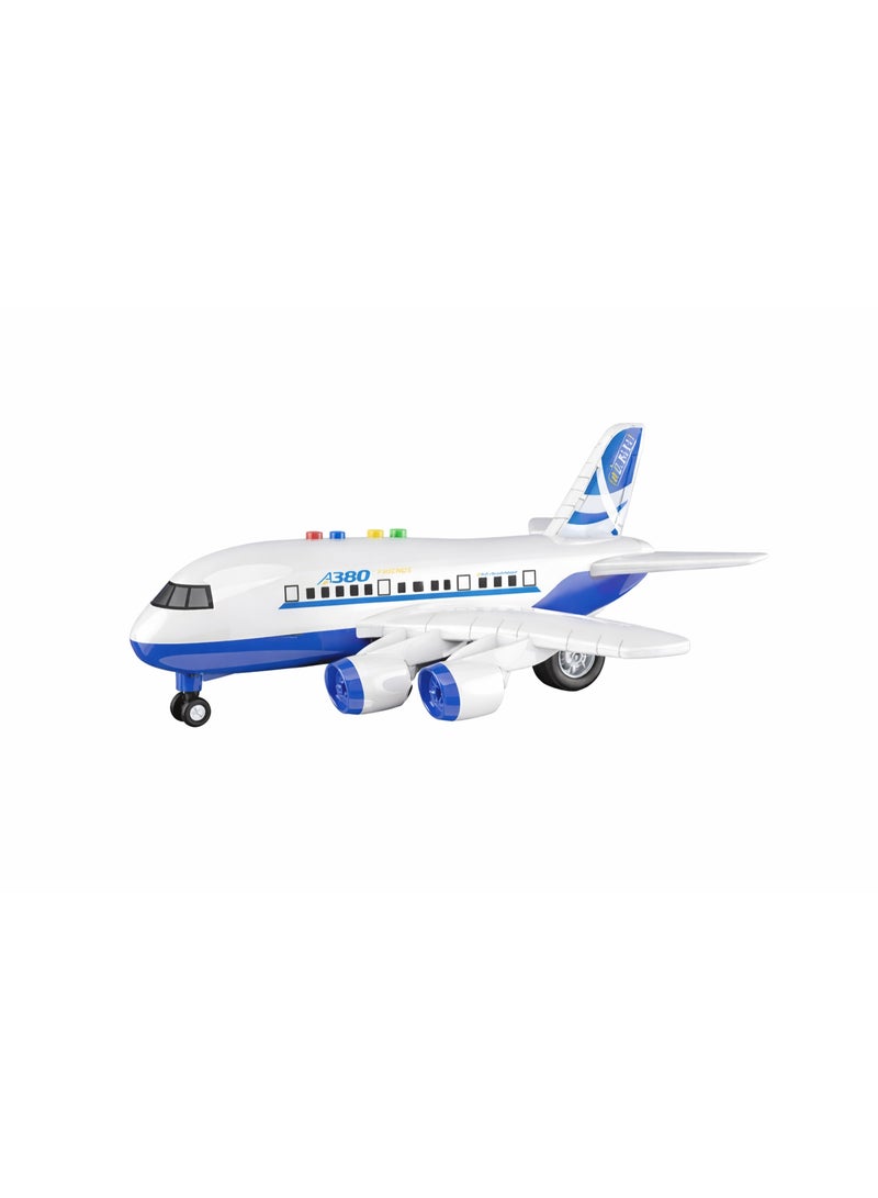 Remote Control Passenger Airplane Toy with Lights, Music  DIY Assembly – Rechargeable RC Aircraft for Kids-Blue - Image 2