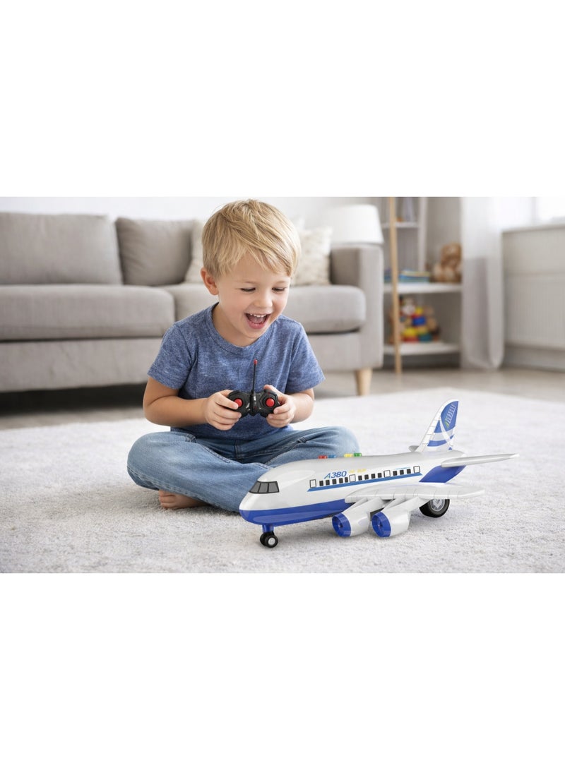 Remote Control Passenger Airplane Toy with Lights, Music  DIY Assembly – Rechargeable RC Aircraft for Kids-Blue - Image 4