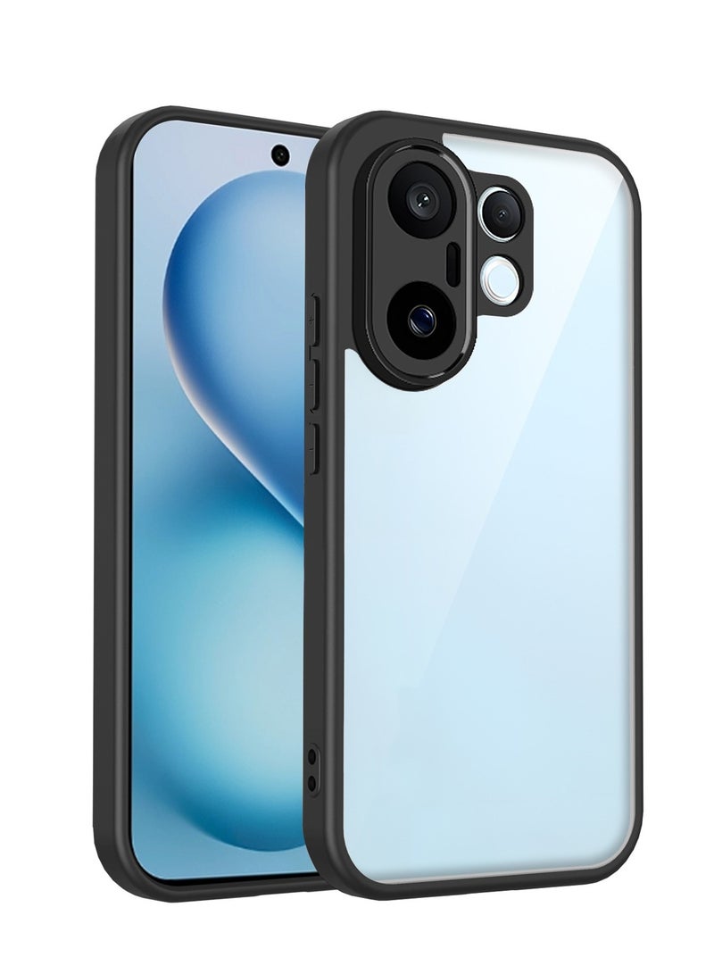 Wtech vivo X200 FE 5G 2025 Hybrid TPU Silicone with Raised Armour Bumpers Slim Case Cover (MCAPSA) - Clear/Black - Image 1