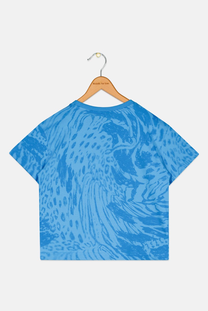 Adidas Kids Girl Sportswear Fit Short Sleeve Outdoor T-Shirt, Blue - Image 3