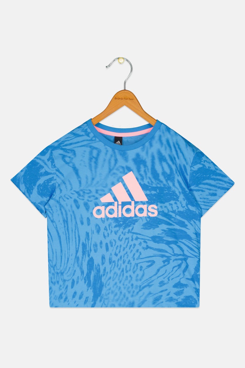 Adidas Kids Girl Sportswear Fit Short Sleeve Outdoor T-Shirt, Blue - Image 2