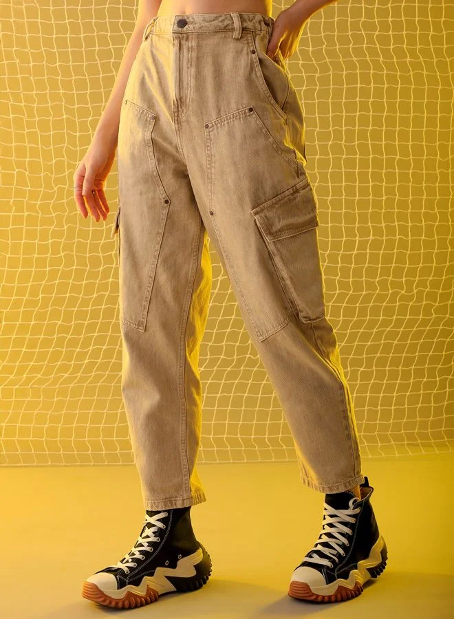 مرفوعة Women Anti Fit Solid High-Rise Jeans