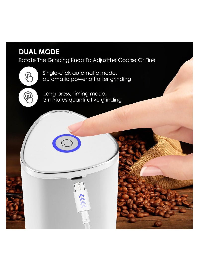 KASTWAVE مطحنة قهوة كهربائية، مطحنة قهوة أوتوماتيكية قابلة لإعادة الشحن، مطحنة مخروطية صغيرة محمولة، مطحنة حبوب قهوة قابلة للتعديل، مثالية للفاصوليا والمكسرات والحبوب (أبيض) - Image 3