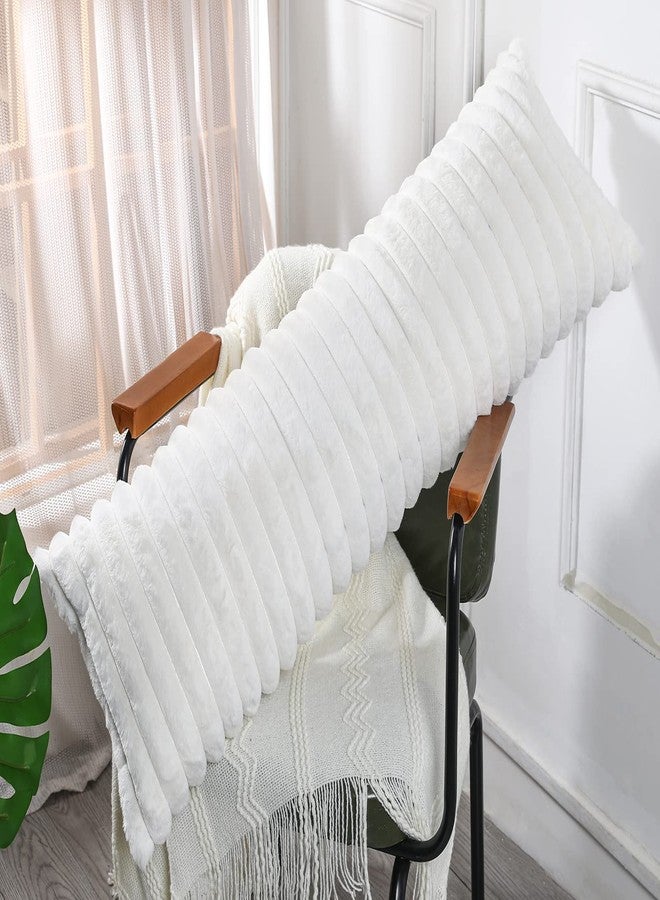 PANOD Faux Fur Extra Long Body Pillow Cover - 16x40, Plush Decorative Boho Lumbar Pillow Covers Pillow Case Cushion Cover for Sofa Couch Farmhouse Livingroom - White - Image 2
