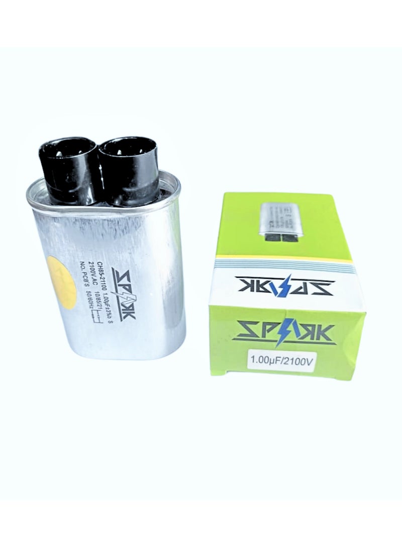 Microwave Oven Capacitor, 2100VAC, 1.00uF, High Voltage Replacement Part