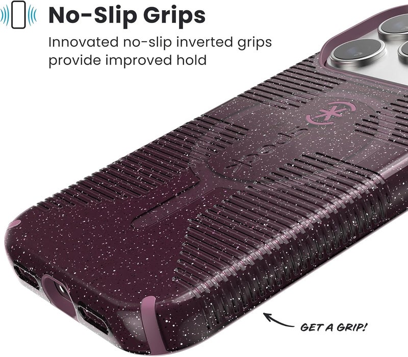 Speck CANDYSHELL Grip +MS Case for iPhone 17 Pro - Plumberry Glitter | Slim Protective Grip | Drop Protection | MagSafe Compatible - Image 4
