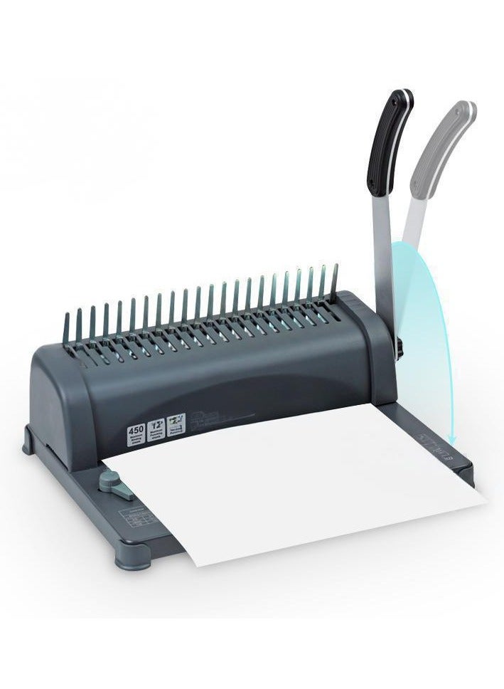 XiuWoo Glue Ring Clip Strip Comb Binding Machine , 21-Holes, 450 Sheets, Comb Binding Machines, Comb Binder Machine Book Maker Perfect for Letter Size, A4, A5 or Smaller Sizes - Image 1