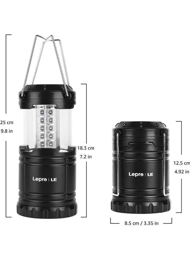 2-Pack Portable LED Camping Lantern Flashlights Survival Kit For Emergency Black/Silver 18x8.5x8.5cm - Image 2