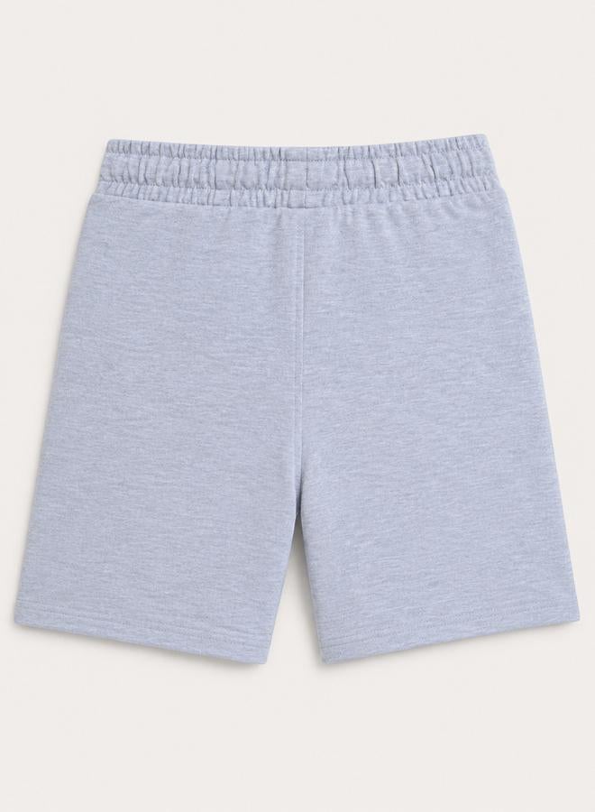 victor and jane Kids Grey Cotton Knitted Plain Drawstring Shorts - Image 3