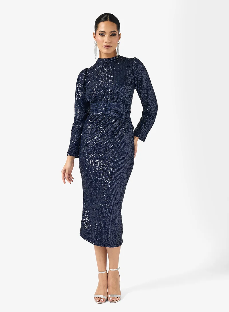 Khizana Shimmer Ruched Dress