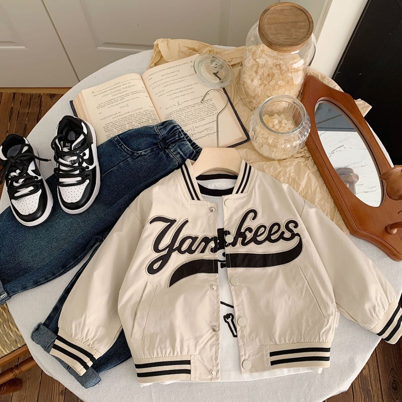 Bangcheng Children's Casual Letter Jacket – Long Sleeve Mid-Length Cardigan for Boys and Girls - Image 4