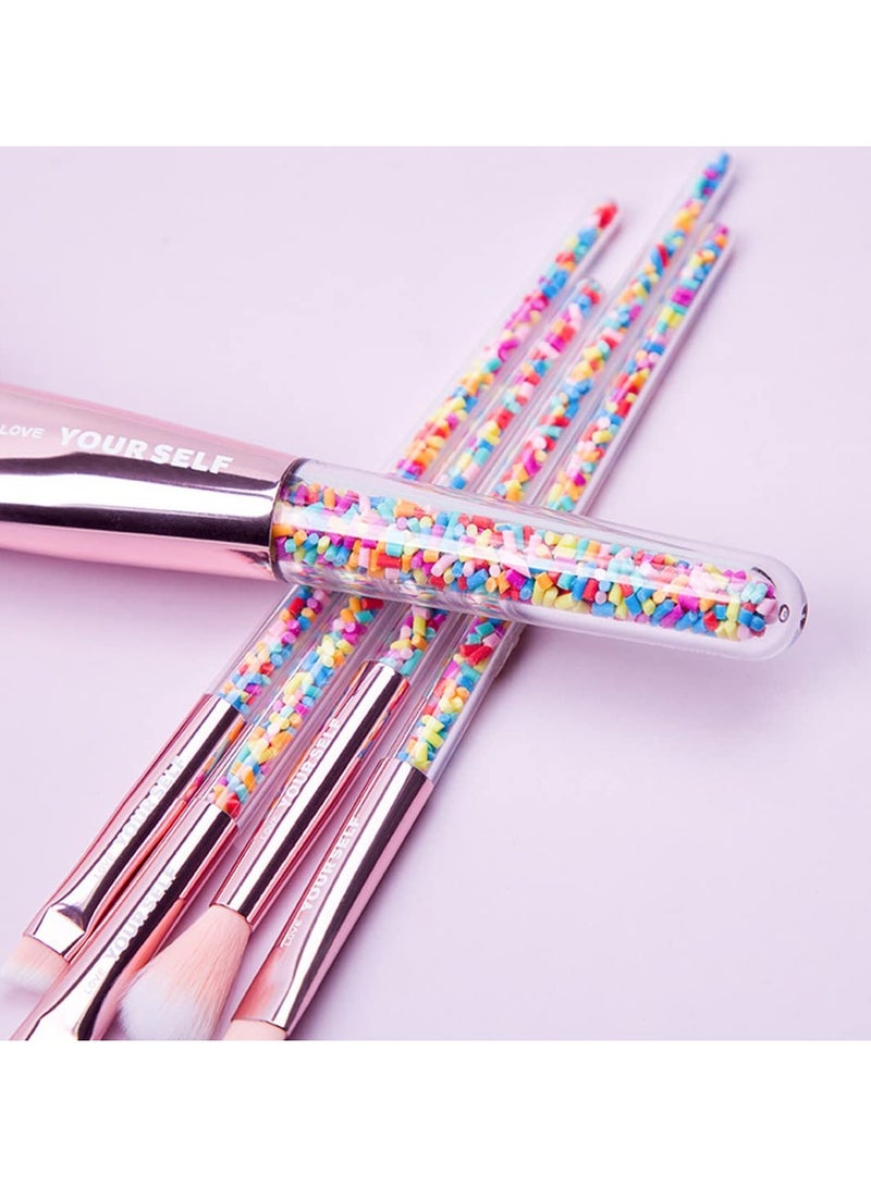 Miniso Makeup Brushes Set Rainbow Series Powder Highlighting Shading Eye Shadow Concealer Brow Brush 5PCS Multicolor - Image 4