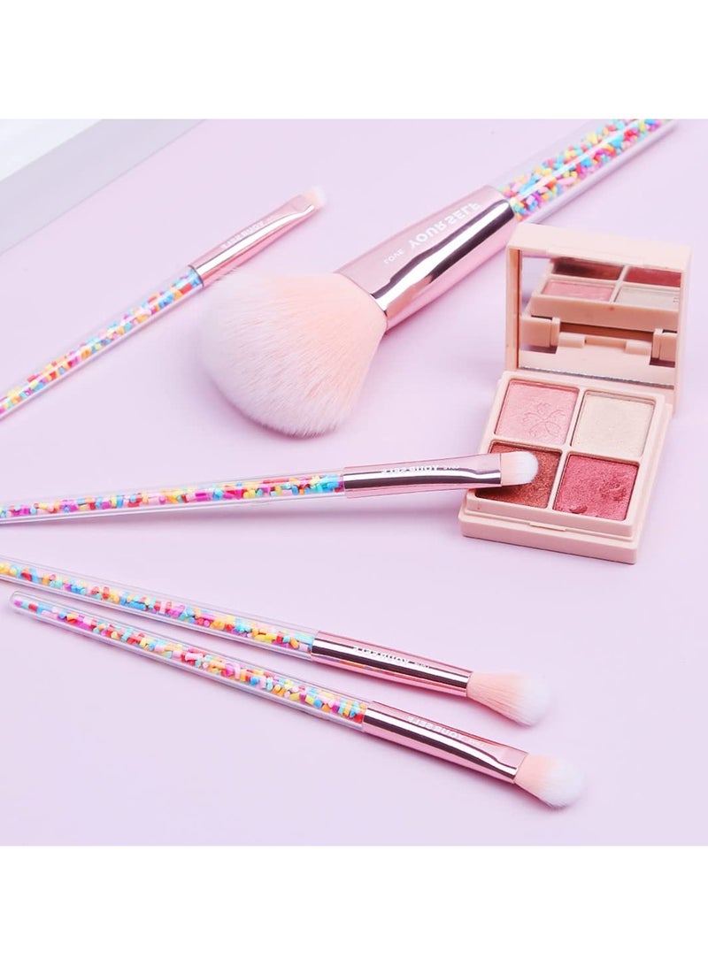 Miniso Makeup Brushes Set Rainbow Series Powder Highlighting Shading Eye Shadow Concealer Brow Brush 5PCS Multicolor - Image 3
