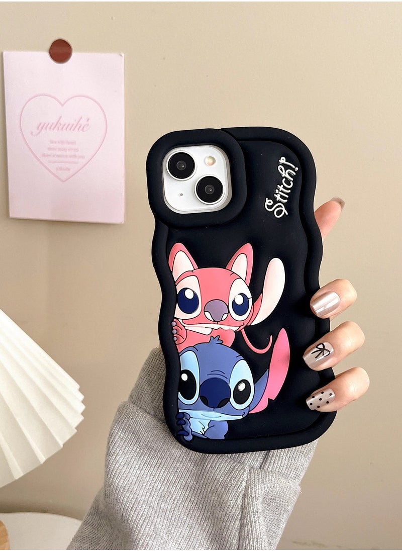 Generic - Lilo and Stitch Cartoon 3D Wavy Soft Silicone Phone Case for Realme 5 4G (Light Pink) - Image 1