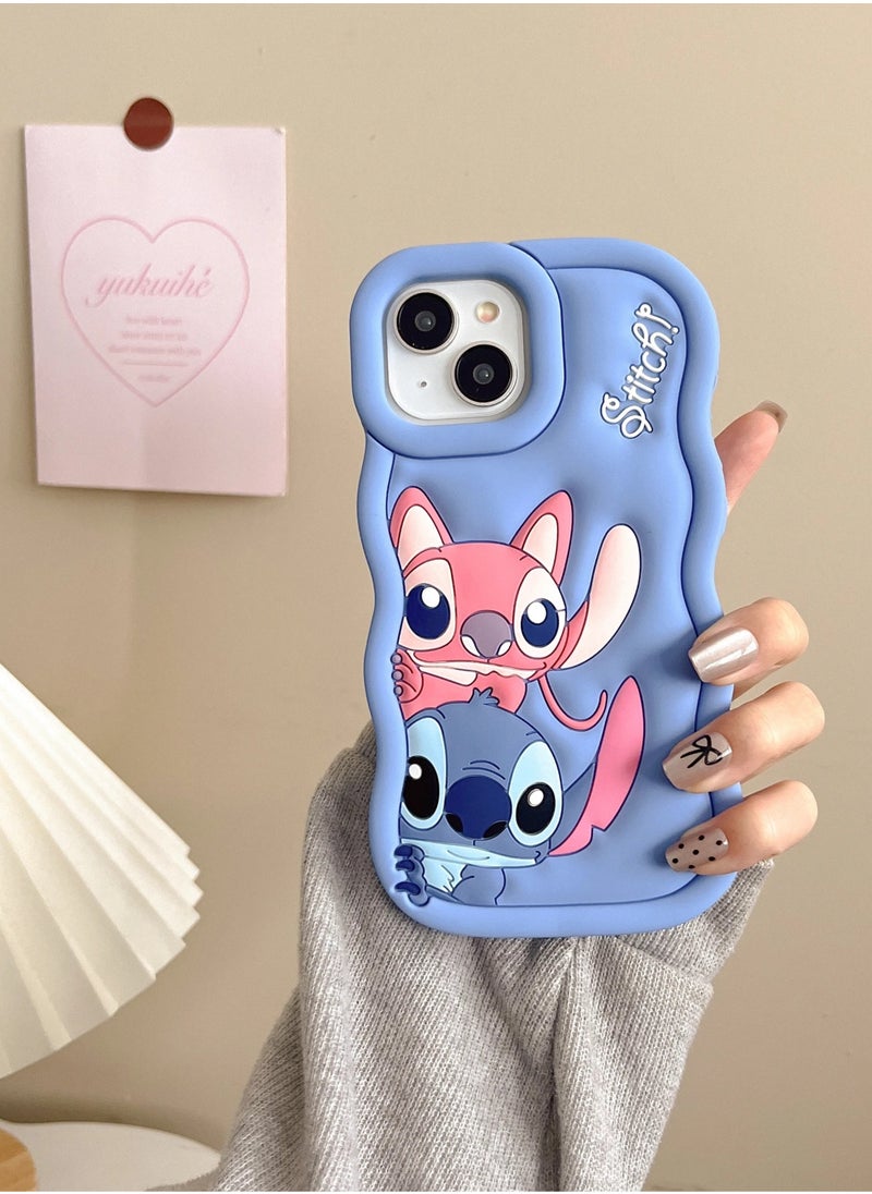 Generic - Lilo and Stitch Cartoon 3D Wavy Soft Silicone Phone Case for Realme 5 4G (Light Pink) - Image 1