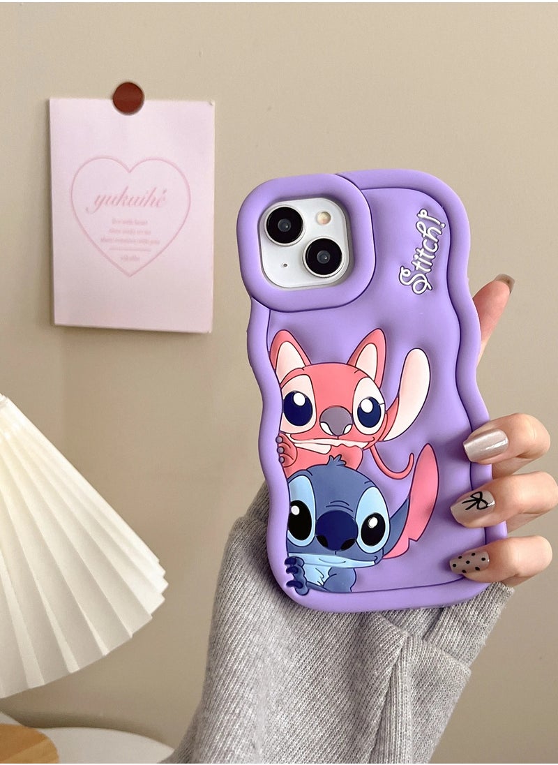 Generic - Lilo and Stitch Cartoon 3D Wavy Soft Silicone Phone Case for Realme 5 4G (Light Pink) - Image 1
