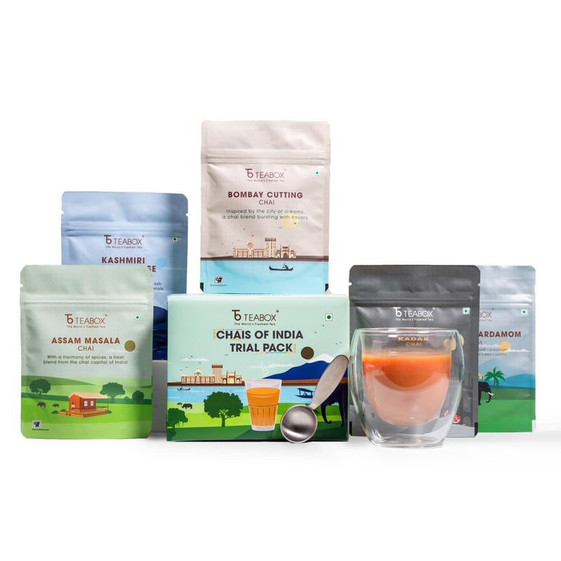 Teabox Premium Chais of India Collection With Real Ingredients & NO ARTIFICIAL FLAVOURS | 5 Exotic Regional Varieties X 30G Each | Crafted in Small Batches | Ideal For Gifting All Chai Lovers - Image 1