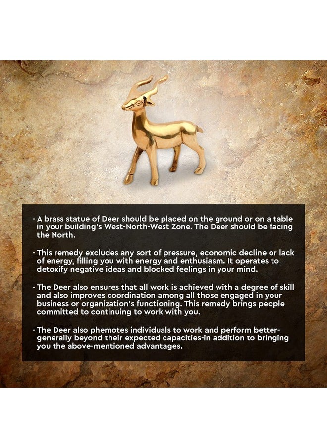 TREEMAISON TREEMAISON Small Deer Pair Statue | Designer Deer in Pair | Vastu Brass Showpeice | Home & Office Decor | 532g Approx. | Zonal Placement:- West-North-West, West  - Image 3