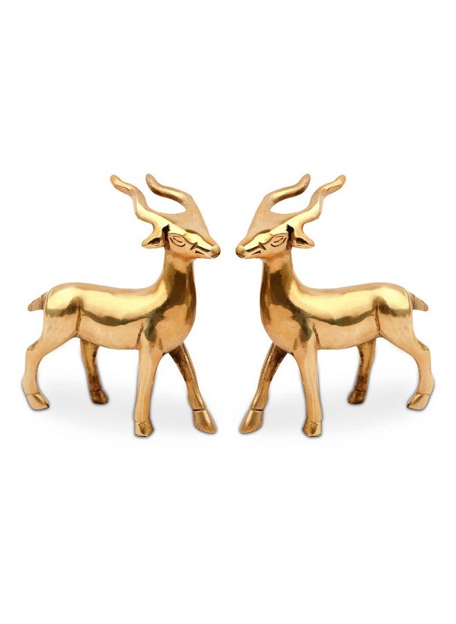TREEMAISON TREEMAISON Small Deer Pair Statue | Designer Deer in Pair | Vastu Brass Showpeice | Home & Office Decor | 532g Approx. | Zonal Placement:- West-North-West, West  - Image 1