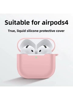 Generic Airpods4 Protective Cover Apple 4 Generation Wireless Bluetooth Headset Silicone Solid Color Earphone Case-Color:Pink-Applicable Models:Airpods 4th Generation  - Image 1